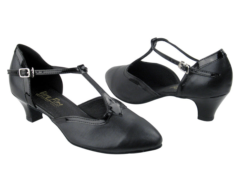 9627 Black Leather &amp; Black Patent Trim with 1.3&quot; Heel in the photo