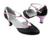 9627 Black Leather_150 Purple PU Trim with 2.5" low heel in the photo