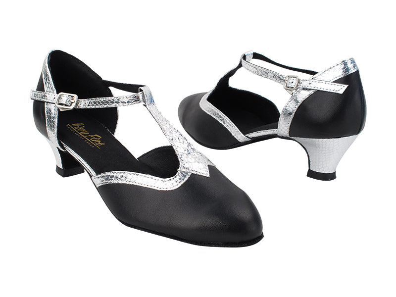 9627 Black Leather_221 Snake Silver Trim with 1.3&quot; Heel (387) in the photo