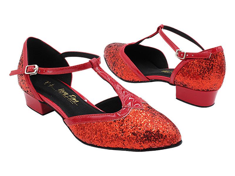 9627FT Red Sparkle &amp; Red Patent Trim with 1&quot; Heel (8881) in the photo 