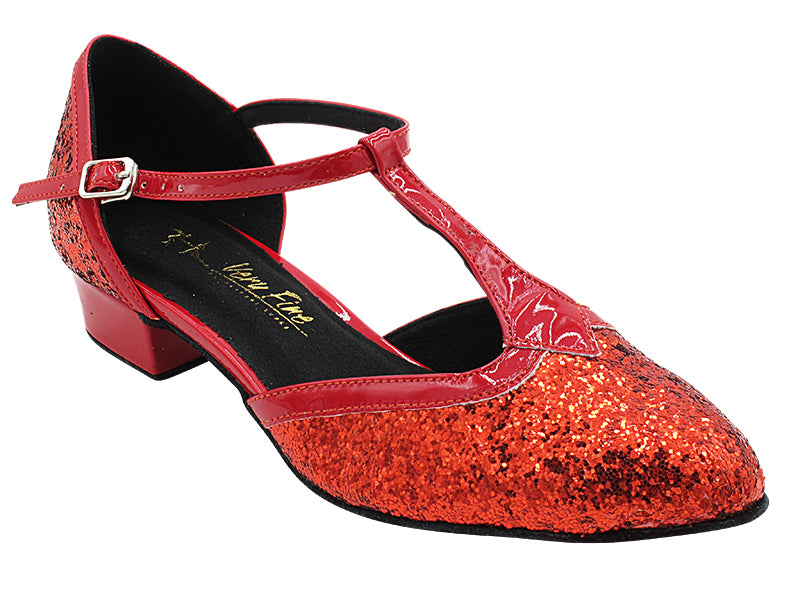9627FT Red Sparkle &amp; Red Patent Trim with 1&quot; Heel (8881) in the photo 