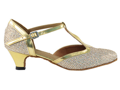 9627 Gold Sparklenet &amp; Gold Trim with 1.3&quot; heel in the photo