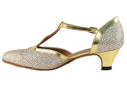 9627 Gold Sparklenet &amp; Gold Trim with 1.3&quot; heel in the photo