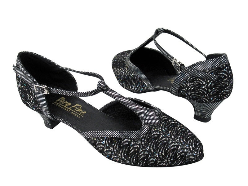 9627 143 Black_87 Black Laser Satin Trim with 1.3&quot; Cuban heel in the photo