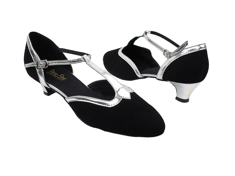 9627 136 Black Nubuck_Silver PU Trim with 1.3&quot; Cuban Heel in the photo