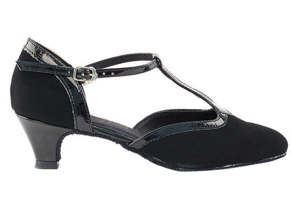 9627 Nubuck noir et bordure noire et talon cubain