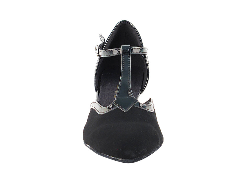 9627 Nubuck noir et bordure noire et talon cubain