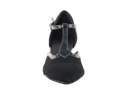 9627 Nubuck noir et bordure noire et talon cubain