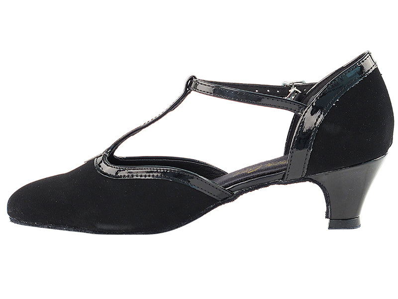 9627 Nubuck noir et bordure noire et talon cubain