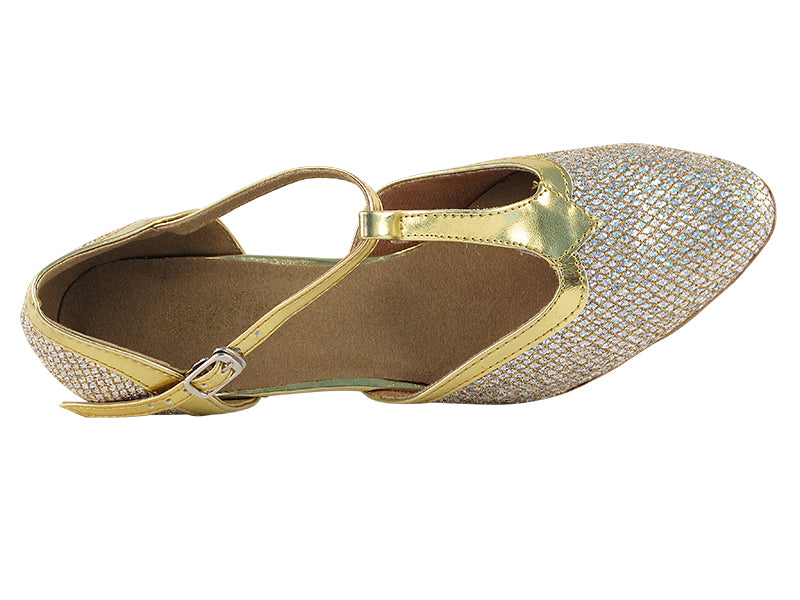 9627 Gold Sparklenet &amp; Gold Trim &amp; Cuban Heel