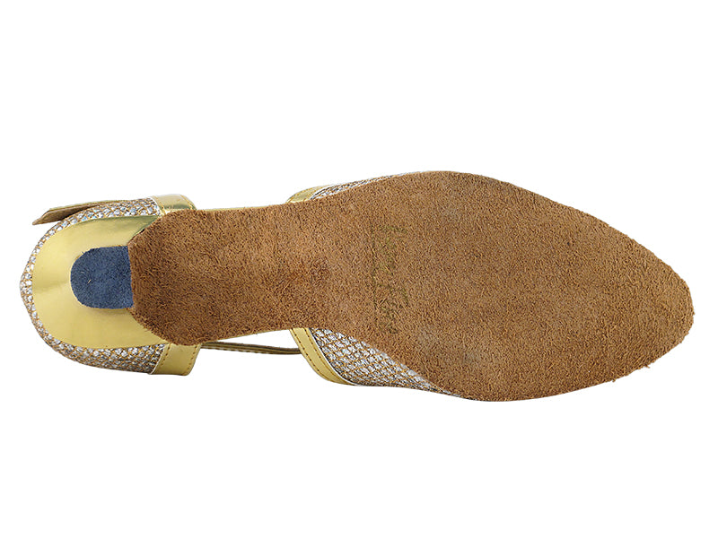 9627 Gold Sparklenet &amp; Gold Trim &amp; Cuban Heel