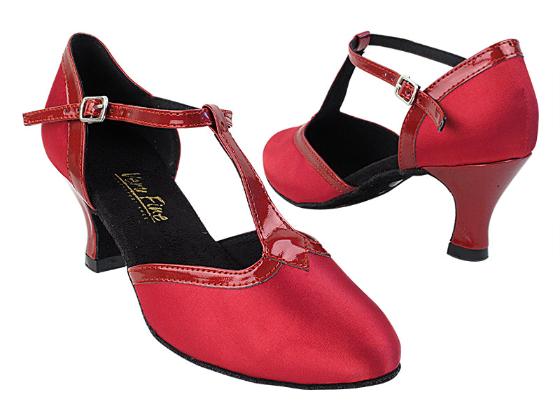 9627 268 Dark Red Satin_131 Red Patent Trim with Women&