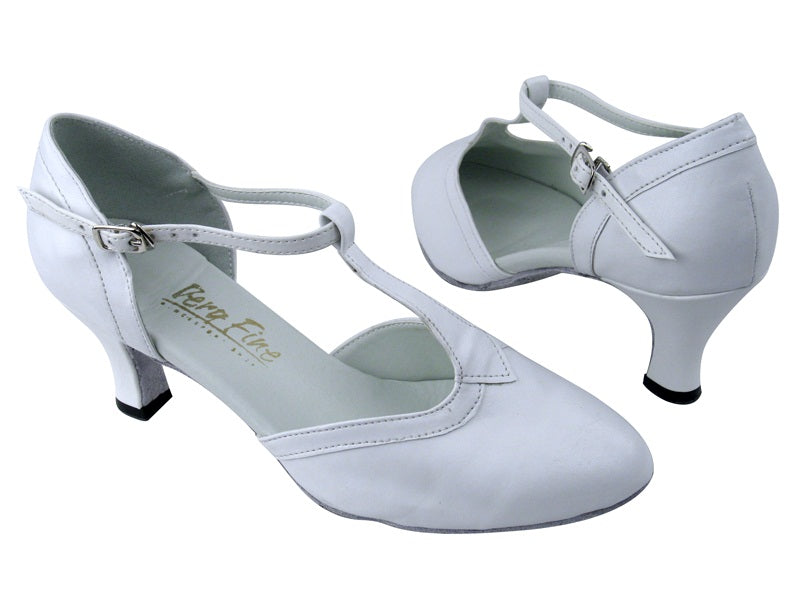 9627 White Leather with 2.5&quot; Low heel in the photo