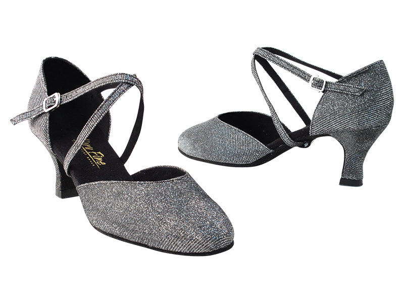 9691 105 Glitter Black Satin with 2.75&quot; heel in the photo