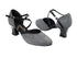 9691 105 Glitter Black Satin_F_B_58 Black Patent PU_H_S with 2.2" Thick Heel in the photo
