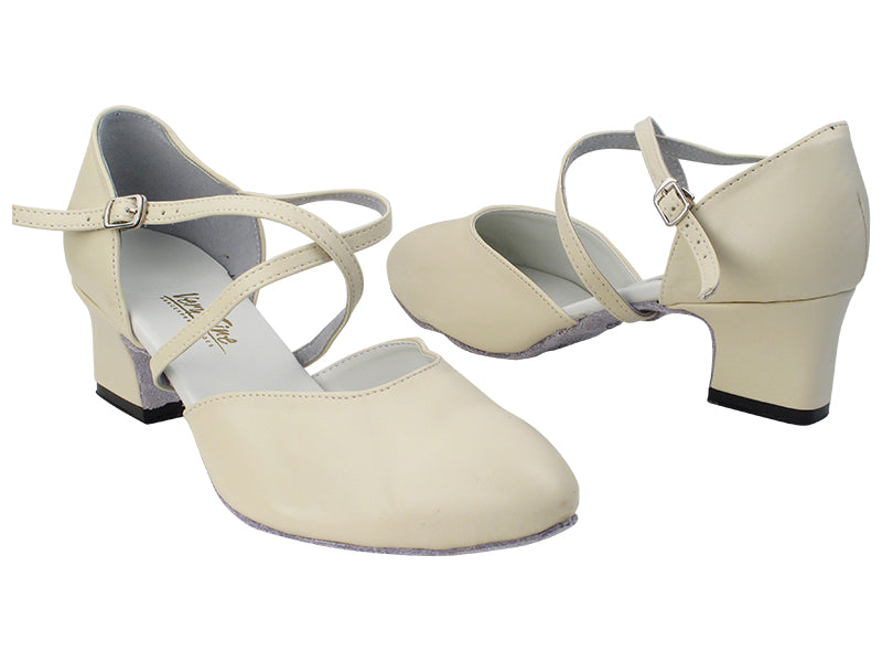 9691 15 Creamy White Leather with 2&quot; Thick Cuban Heel (3149) in the photo