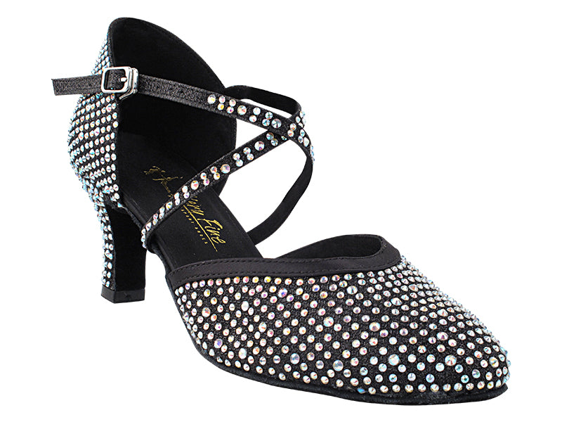 9691Bling Black Glitter Satin  with 2.5&quot; Heel (2899) in the photo