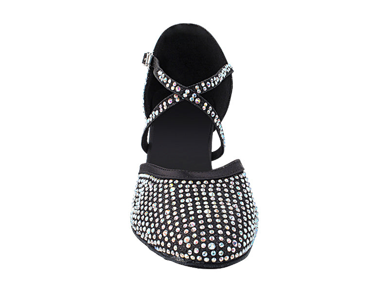 9691Bling Black Glitter Satin  with 2.5&quot; Heel (2899) in the photo