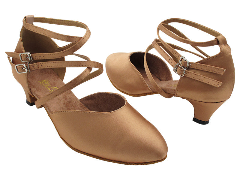 9691DX_6817DX 167 Tan Satin with 1.3&quot; Cuban Heel (387) in the photo