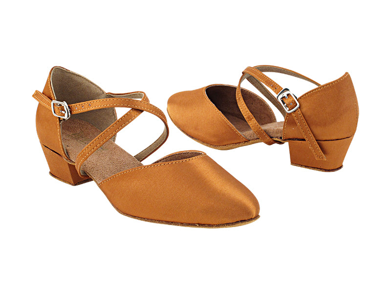 9691G Dark Tan Satin with 1.5&quot; heel in the photo