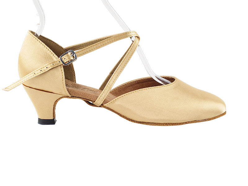 9691 Light Brown Satin with 1.3&quot; heel in the photo