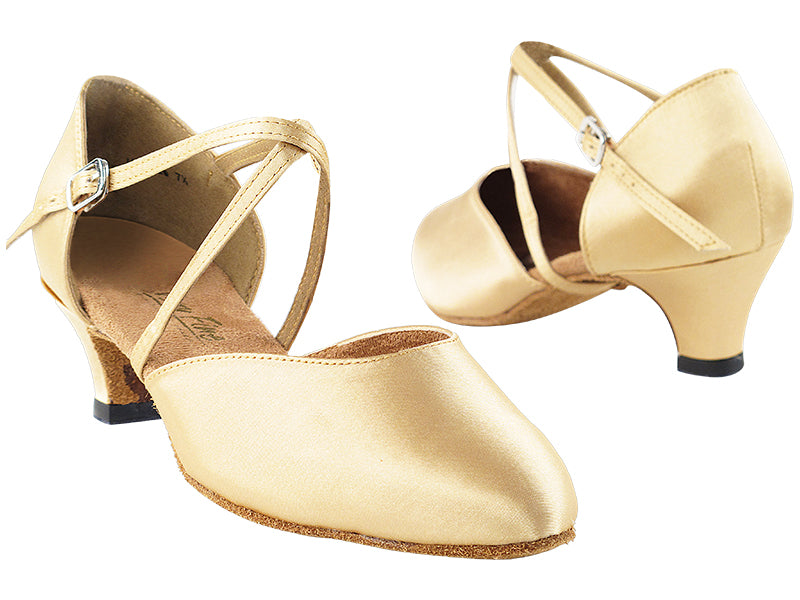 9691 Light Brown Satin &amp; Cuban Heel