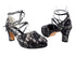 9691DPlatform Black Lace Silver Scale_Double Straps with 3" Square Heel heel in the photo