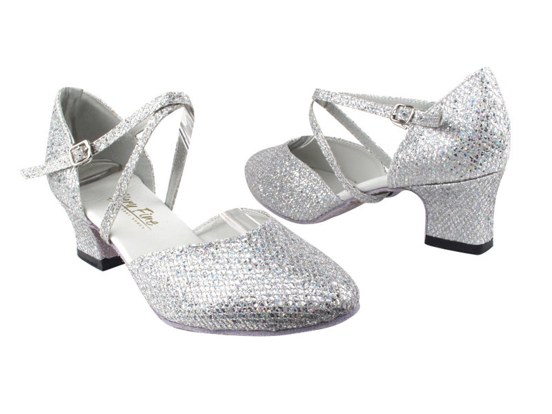 9691 Silver Sparklenet with 2&quot; Thick Cuban Heel in the photo