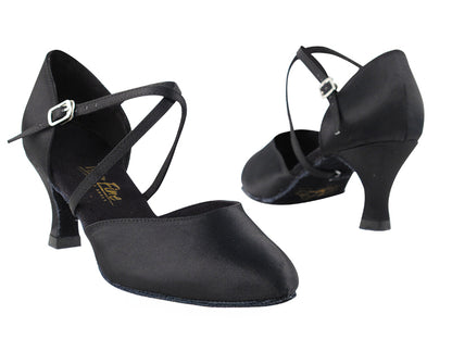 9691 Black Satin with 2.5" low heel in the photo