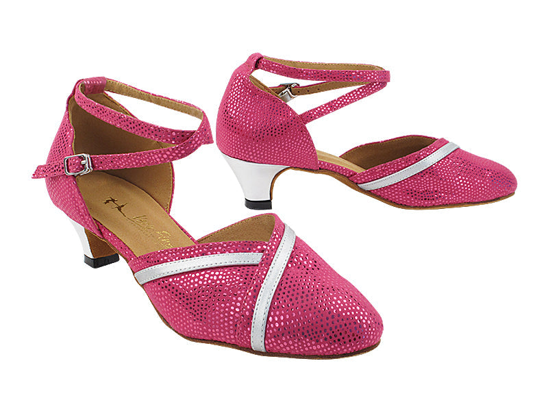 9692LEDSS 154 Illusion Peach Velvet_Soft Silver Trim with 1.3" Cuban Heel (387) in the photo