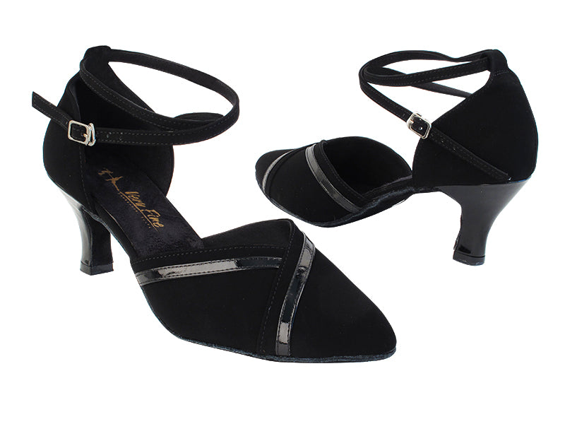 9692LEDSS Black Suede_Black Patent Trim with 2.5&quot; low heel in the photo