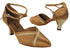 9692LEDSS Brown Satin_Gold Stardust Trim with 2.5" low heel in the photo