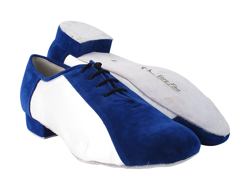 BB915109LEDSS Navy Blue Suede_80 White Satin with 1&quot; heel in the photo