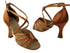 C1601 Dark Tan Satin & Flesh Mesh with 3" Flare heel in the photo