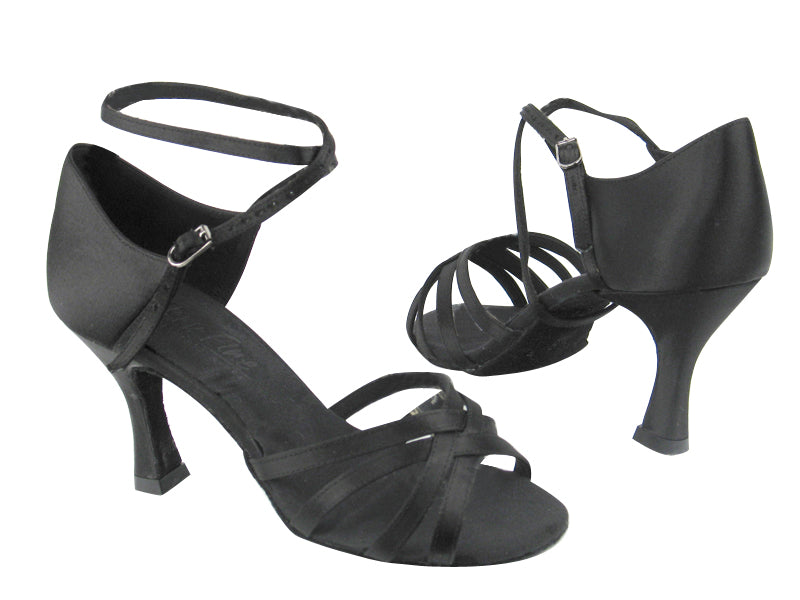 C1606 BD12 Black Satin with 3&quot; heel in the photo