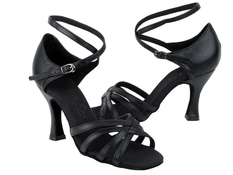 C1606 Black Leather with 3" Flare heel in the photo