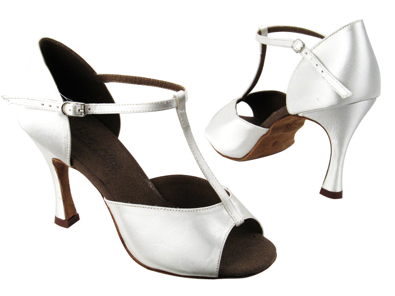 C1609 BD13 White Satin with 3.5&quot; heel in the photo