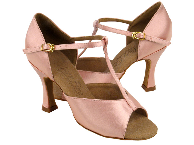 C1609 Flesh Satin with 3&quot; Flare heel in the photo