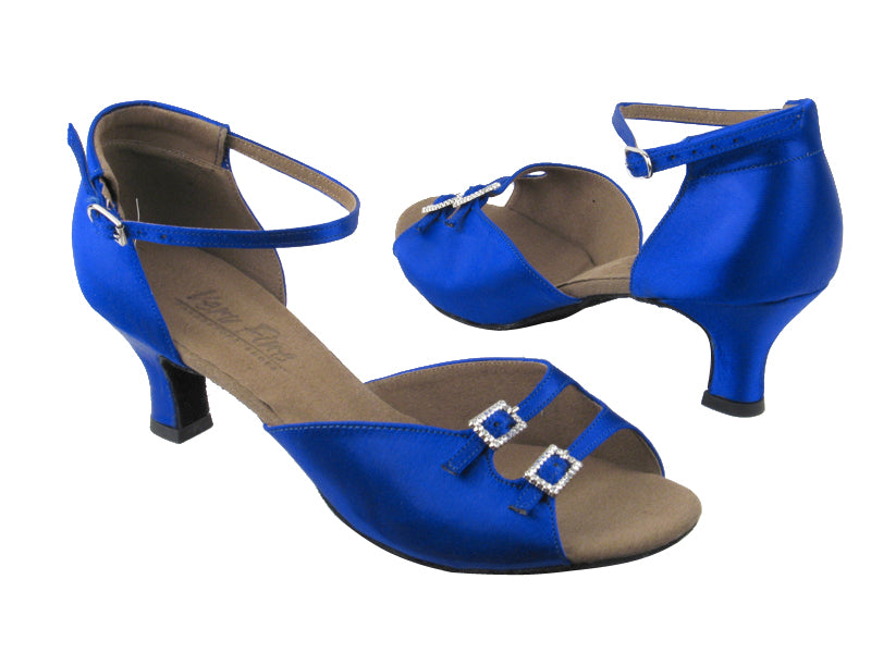 C1620 BD68 Gem Blue Satin with 2&quot; slim heel in the photo