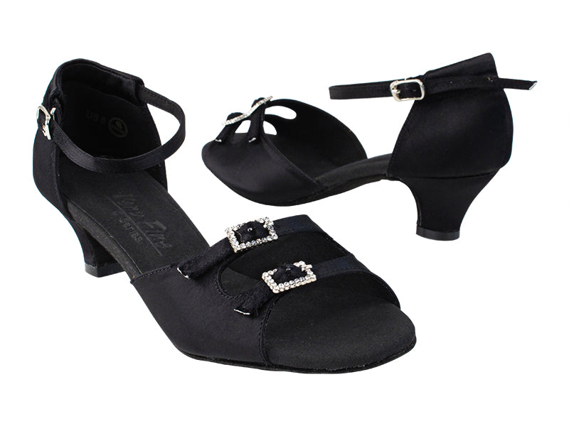 C1620 Black Satin with 1.2&quot; Cuban Heel in the photo