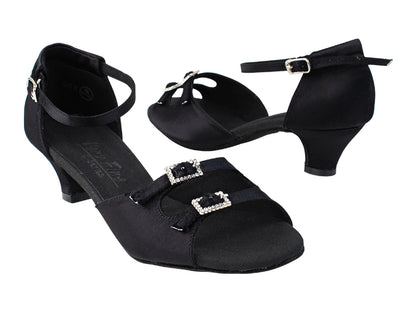 C1620 Black Satin with 1.2&quot; Cuban Heel in the photo