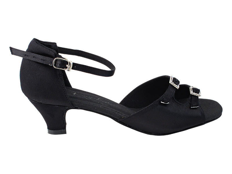 C1620 Black Satin with 1.2&quot; Cuban Heel in the photo
