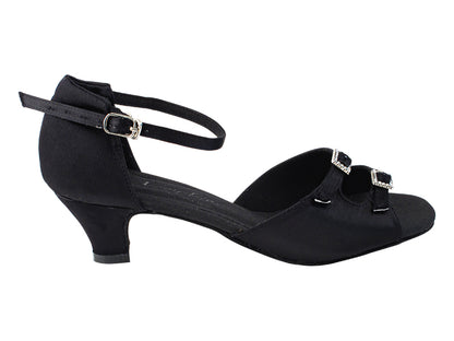 C1620 Black Satin with 1.2&quot; Cuban Heel in the photo