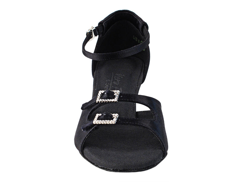 C1620 Black Satin with 1.2&quot; Cuban Heel in the photo