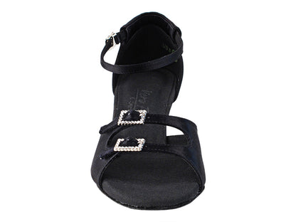 C1620 Black Satin with 1.2&quot; Cuban Heel in the photo