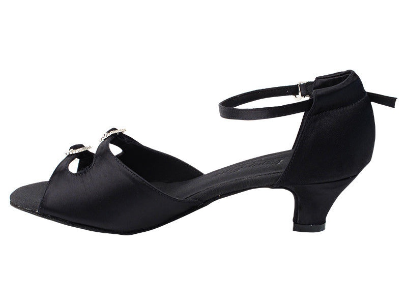 C1620 Black Satin with 1.2&quot; Cuban Heel in the photo