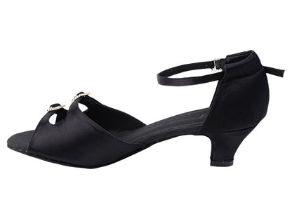 C1620 Black Satin with 1.2&quot; Cuban Heel in the photo