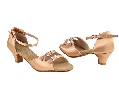 C1620 Tan Satin with 1.2&quot; Cuban Heel in the photo