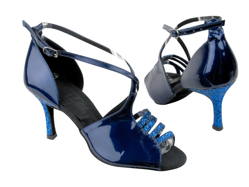 C1651 BH4 Blue Sparkle_BA79 Gem Blue Patent with EH14-3in Heel In the photo
