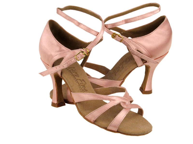 C1658 Flesh Satin with 3&quot; Flare heel in the photo
